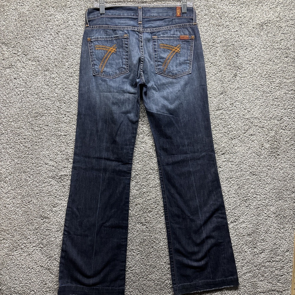 7 For All Mankind DOJO‎ Wide Leg Flare Jeans Dark Wash Blue Size 29 Embroidered